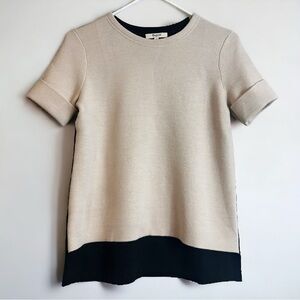 Madewell Wool Blend Color Block Short Cuffed Sleeve Sweater